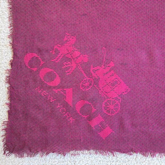 Coach Lightweight Burgundy Square Scarf Horse & Carriage - Picture 5 of 11